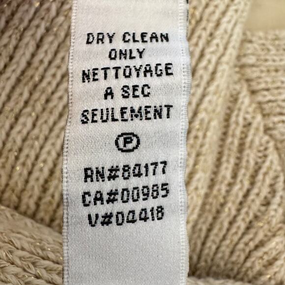 DIANE VON FURSTENBURG Fausta Drop Down Cardigan Sweater Ivory Gold Metallic Knit - Picture 10 of 10